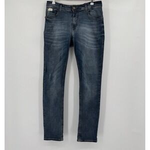 Coca-Cola Jeans Mens Jeans 32 Blue Skinny Stretch‎ Distressed Whiskered Denim